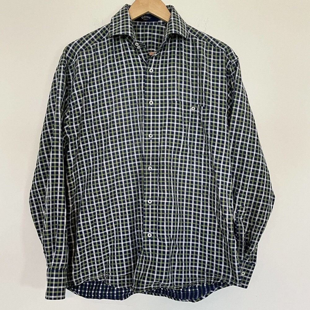 Callaway Collection Long Sleeve Golf Collared Button Down Shirt Size‎ M Plaid